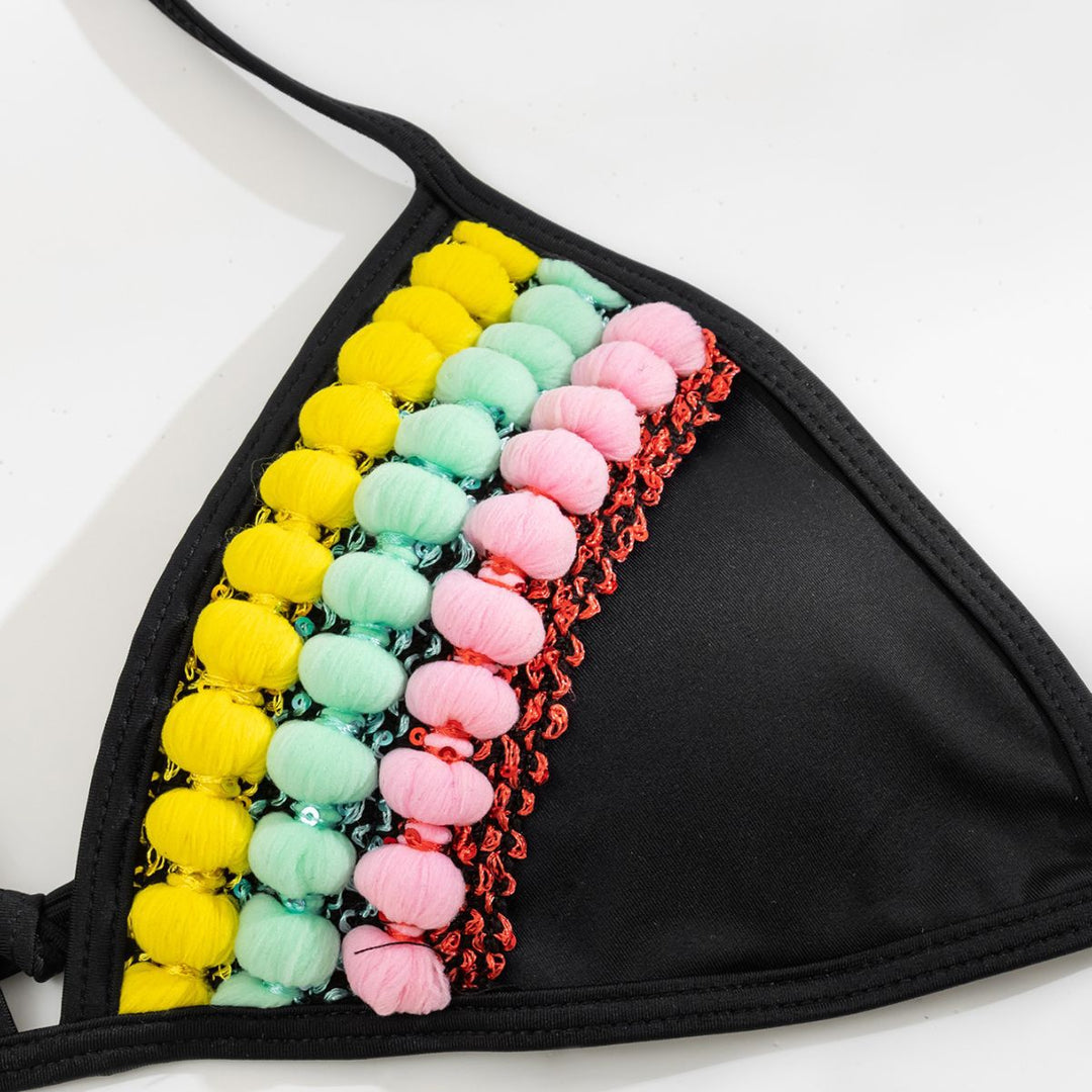 Damen Triangel-Bikini mit farbenfrohen Quasten Echo Archiv
