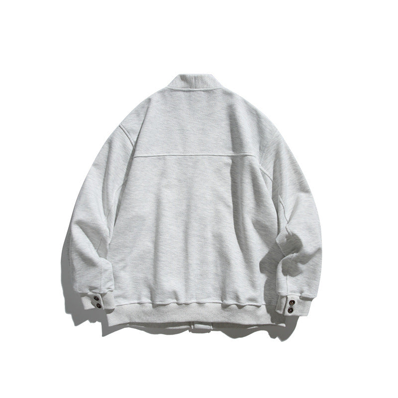 Unisex Oversize-Cardiganjacke aus schwerem French-Terry mit V-Ausschnitt und aufgesetzten Eingrifftaschen Echoarchiv
