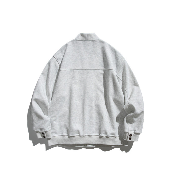 Unisex Oversize-Cardiganjacke aus schwerem French-Terry mit V-Ausschnitt und aufgesetzten Eingrifftaschen Echoarchiv