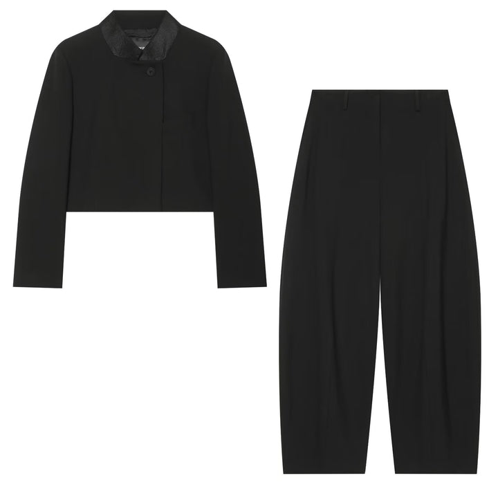 Damen Cropped‑Blazerjacke im Boxy‑Schnitt mit kurzem Stehkragen Echo Archiv