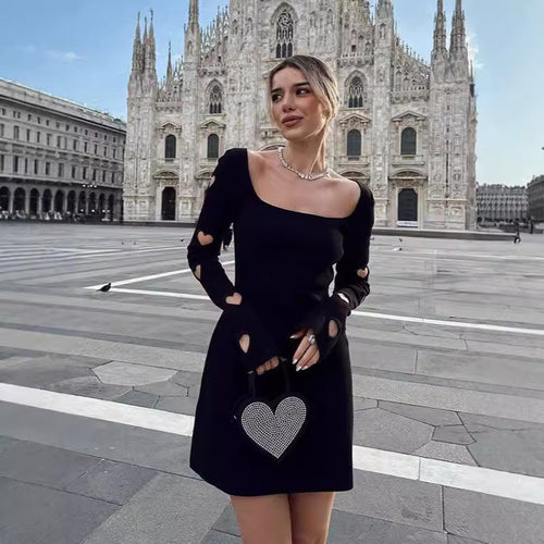 Damen Minikleid mit Herz-Details und asymmetrischem Ausschnitt Echo Archiv