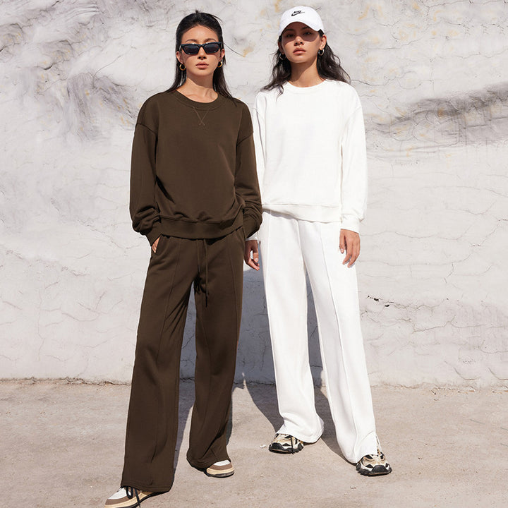 Damen nan Oversize-Sweatshirt und weite Loungehose Set mit Tunnelzug, dezenter Nahtführung und elastischen Bündchen Echo Archiv