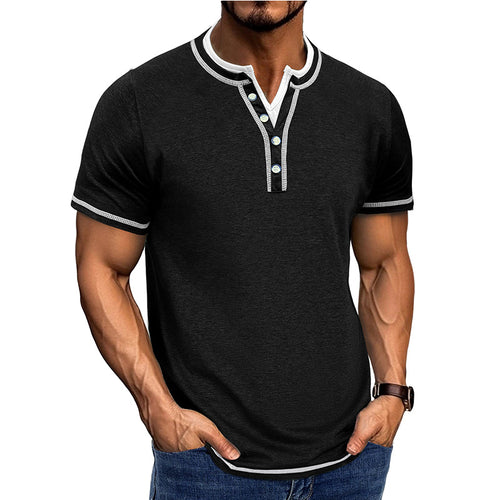 Herren Kurzarm-Henley-Shirt mit edler Knopfleiste und bequemen Schnitt Echoarchiv