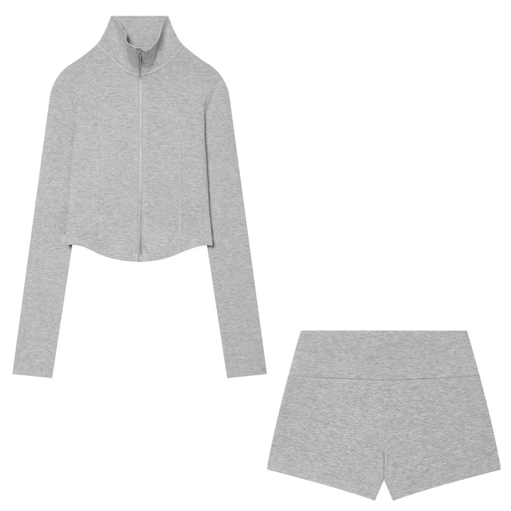 Damen Kurz geschnittenes Zip-Up-Set aus Stretchjersey Echo Archiv