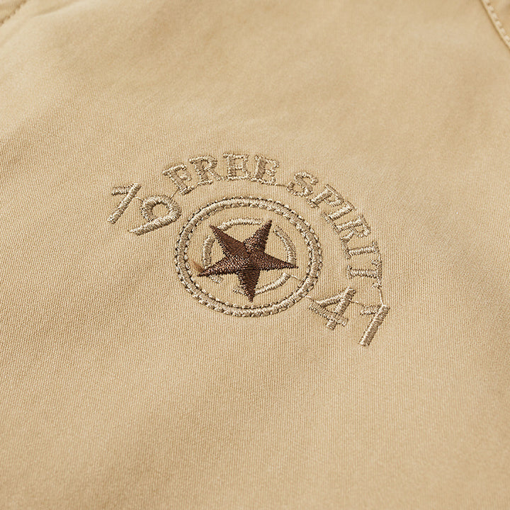 Herren leichte Canvas-Übergangsjacke mit Stehkragen, Reißverschluss und geripptem Saum Echoarchiv