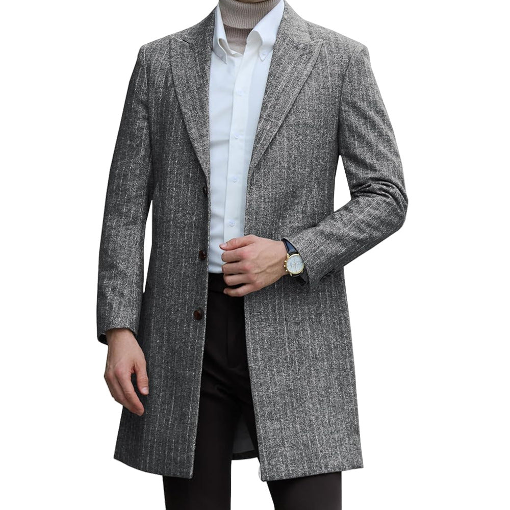 Herren eleganter Wollmantel mit luxuriösem Schnitt und praktischen Taschen Echoarchiv