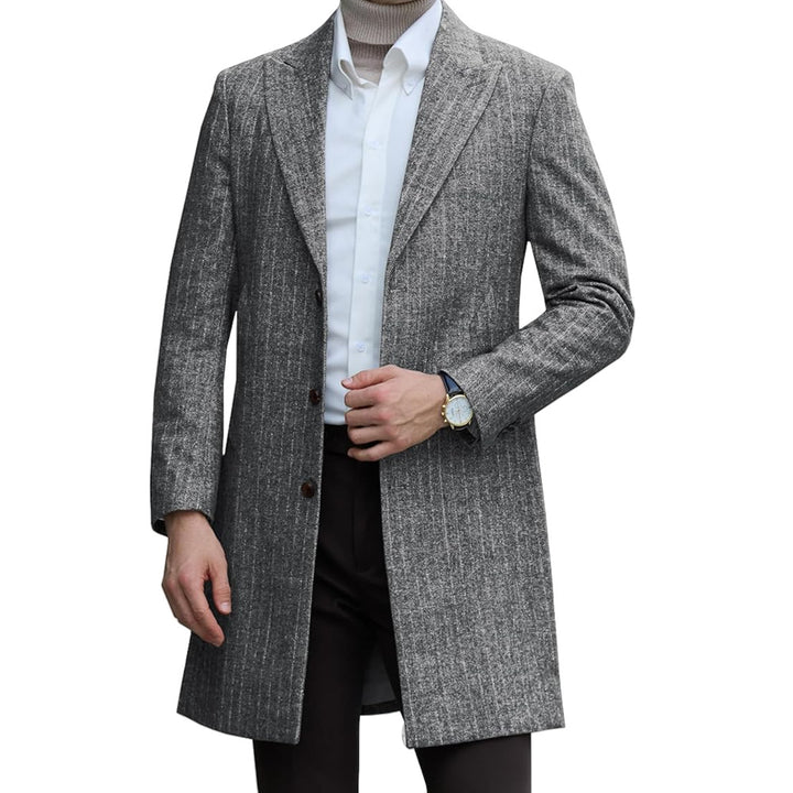 Herren eleganter Wollmantel mit luxuriösem Schnitt und praktischen Taschen Echoarchiv