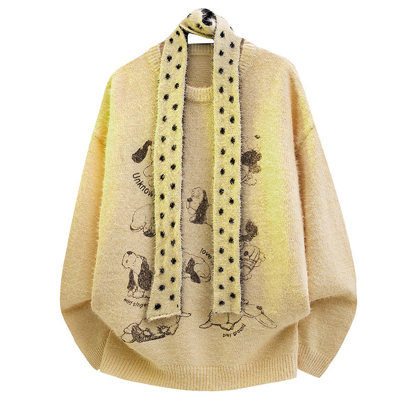Damen Grobstrickpullover mit Tiermotiv Echoarchiv