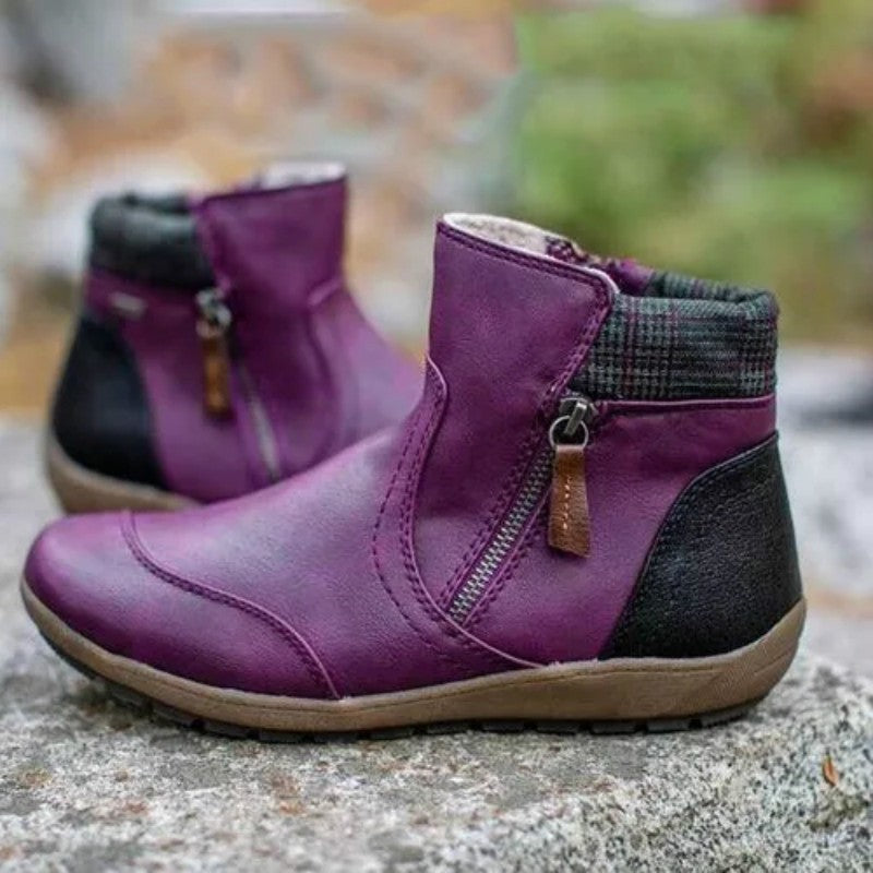Damen nan lederoptik gefütterte Stiefelette mit seitlichem Reißverschluss und rutschfester Laufsohle Echo Archiv