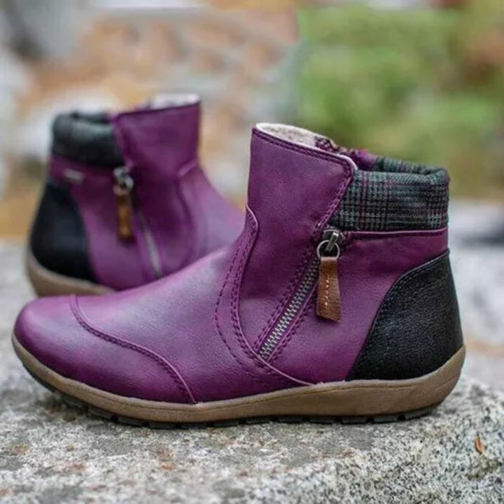 Damen nan lederoptik gefütterte Stiefelette mit seitlichem Reißverschluss und rutschfester Laufsohle Echo Archiv