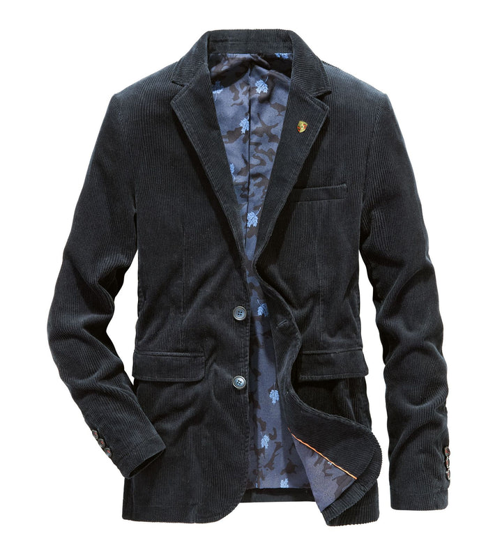 Herren Cord-Sakko mit floral-gemustertem Futter und Pattentaschen – Tianoro