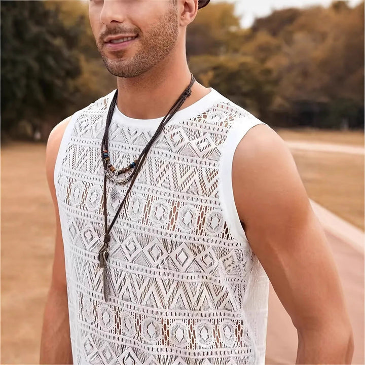 Herren Ärmelloses Netzshirt mit strukturiertem Design Echoarchiv