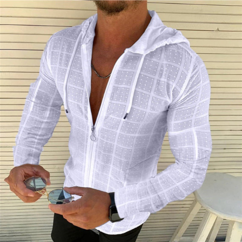 Herren sportlicher Kapuzenpullover mit Reißverschluss und strukturiertem Design Echoarchiv
