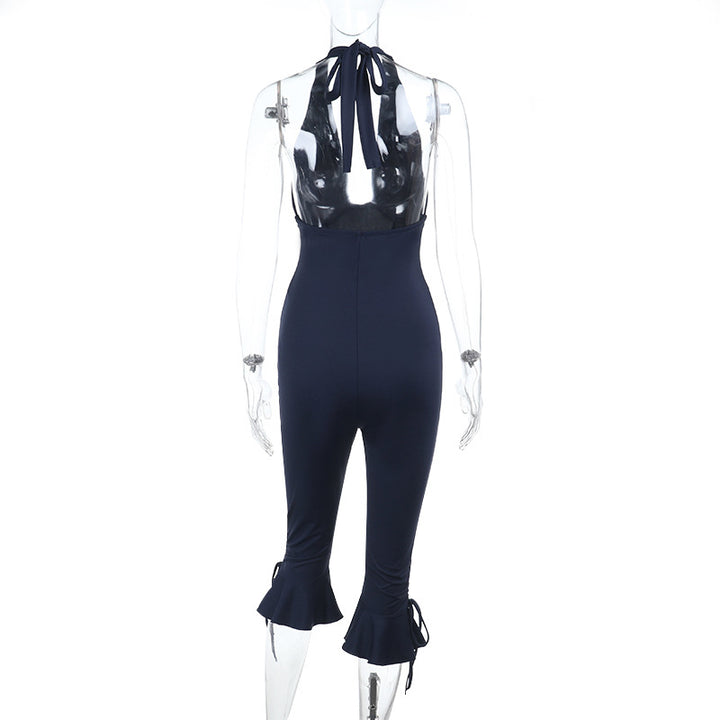 Damen Eleganter Jumpsuit mit hochgeschlossenem Design und Rüschendetails Echo Archiv
