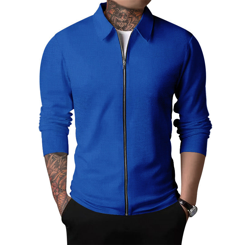 Herren lässiger Reißverschluss-Pullover mit strukturiertem Obermaterial Echoarchiv