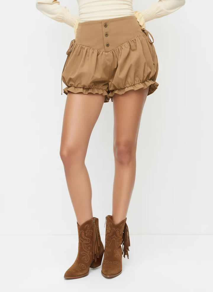 Damen modische Rüschen-Shorts mit hohen Bund und verstellbaren Kordeln Echo Archiv