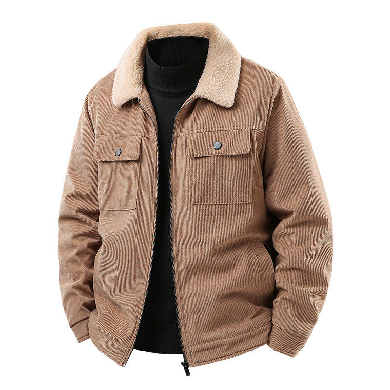 Herren Cordjacke mit Sherpa-Kragen, gesteppter Thermofütterung und Brusttaschen Echoarchiv