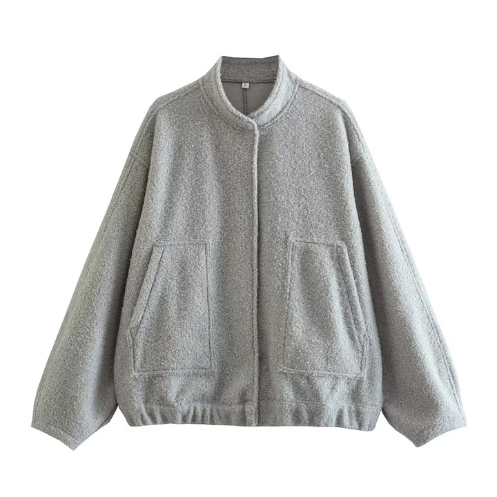 Damen Oversize-Fleecejacke mit Stehkragen, aufgesetzten Fronttaschen und elastischem Saum Echo Archiv