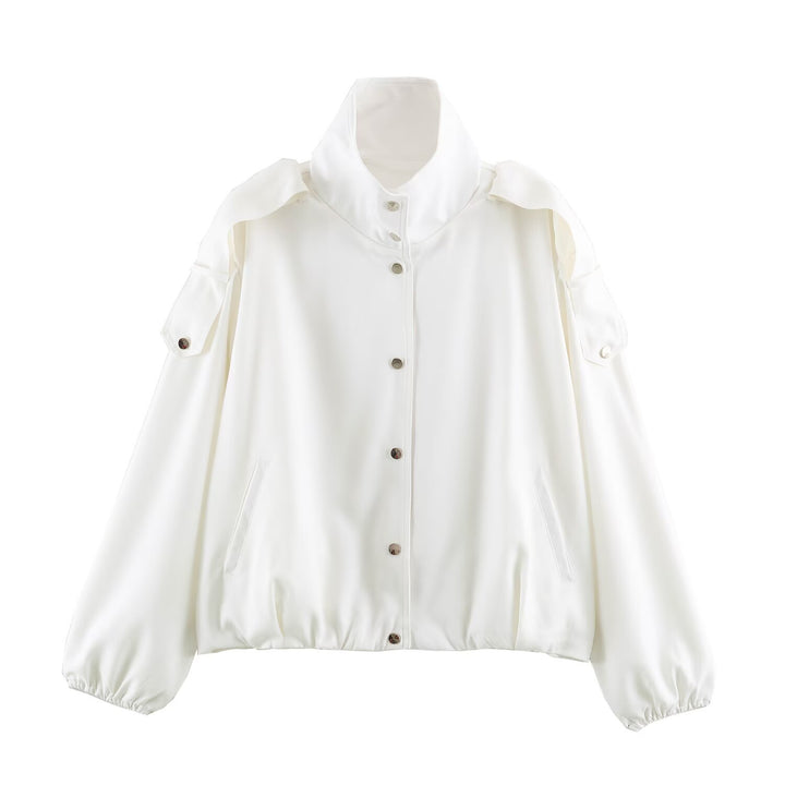 Damen Oversize-Blousonjacke mit hohem Stehkragen, Schulterpatten und elastischem Saum Echo Archiv