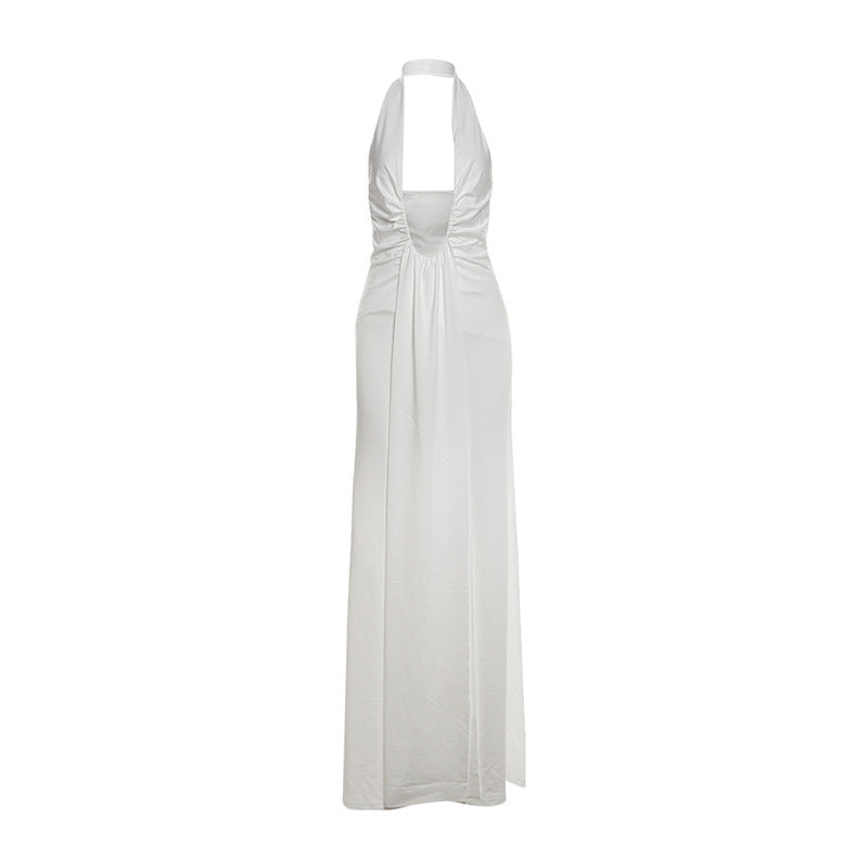 Damen Maxikleid mit tiefem V-Ausschnitt und eleganten Drapierungen Echo Archiv