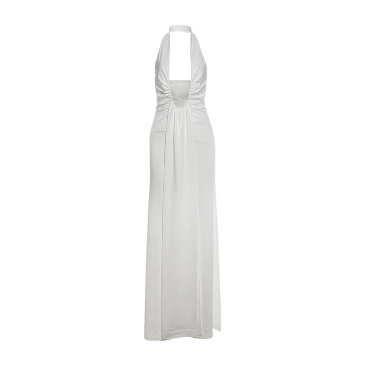 Damen Maxikleid mit tiefem V-Ausschnitt und eleganten Drapierungen Echo Archiv