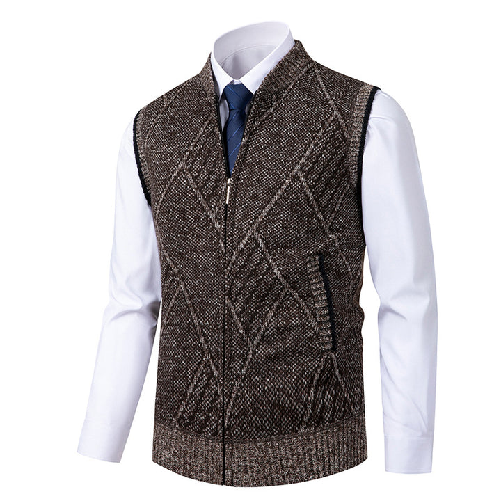 Herren nan elegante Strickweste mit Reißverschluss und Stehkragen Echo Archiv