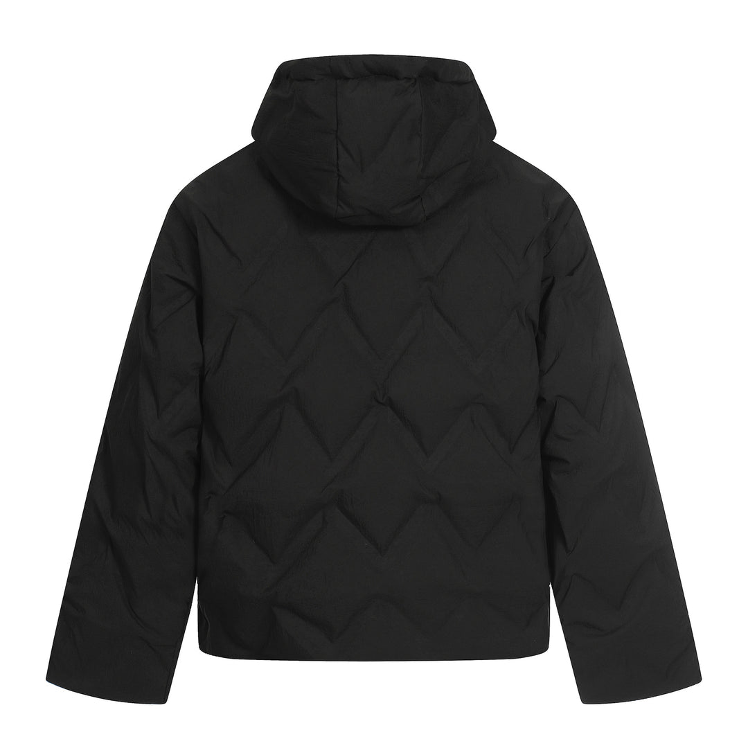 Damen Kurz geschnittene wattierte Kapuzenjacke mit reflektierender Chevron-Steppung Echoarchiv