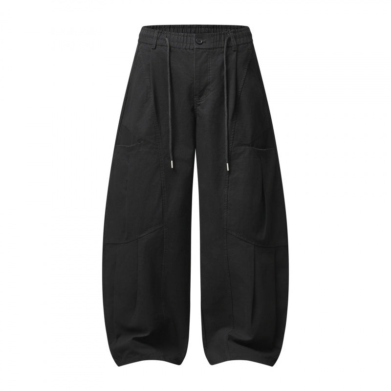 Unisex Weite Utility-Cargo-Hose aus Baumwollmix mit Tunnelzugbund, großen Aufgesetzten Taschen und ballonförmiger Silhouette Echo Archiv
