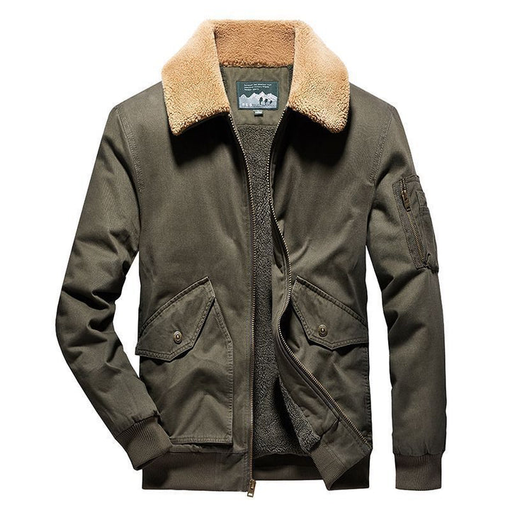 Herren Thermo-Canvasfliegerjacke mit durchgehendem Sherpa-Innenfutter und Pattentaschen Echo Archiv