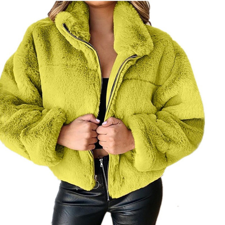Damen Kurz geschnittene Kuschel-Fleece-Steppjacke mit Stehkragen und Reißverschluss Echo Archiv