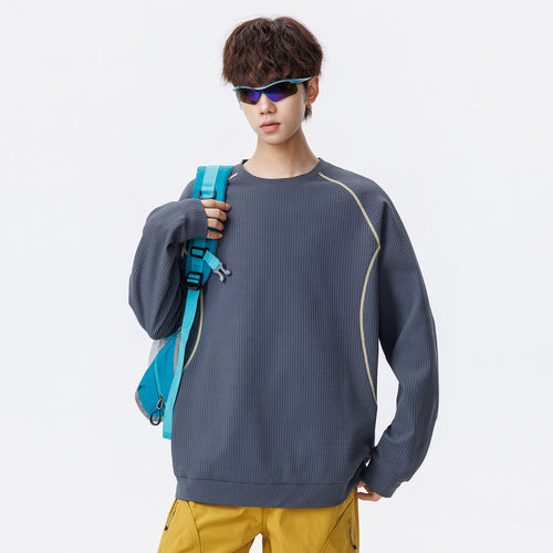 Herren Waffelstruktur-Oversized-Sweatshirt mit Raglanärmeln und Relaxed-Fit Echo Archiv
