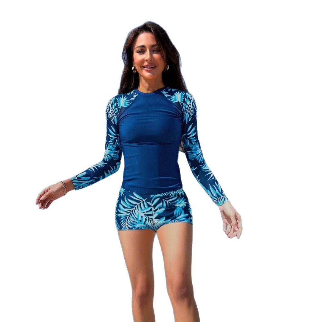 Damen langärmliger UV-Schutz-Schwimmanzug mit floralem Muster Echo Archiv
