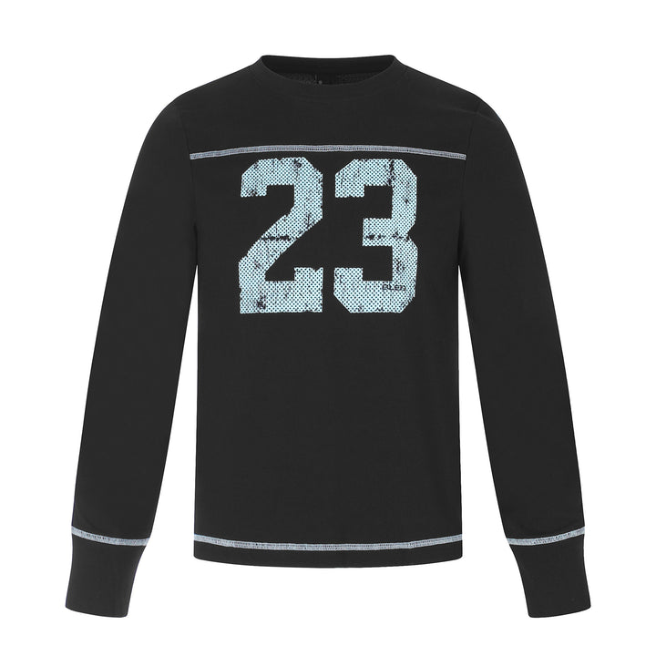 Unisex Langarm-Sweatshirt mit Rundhalsausschnitt, melierter Baumwollmischung und dezenter Zahlendruck Echoarchiv