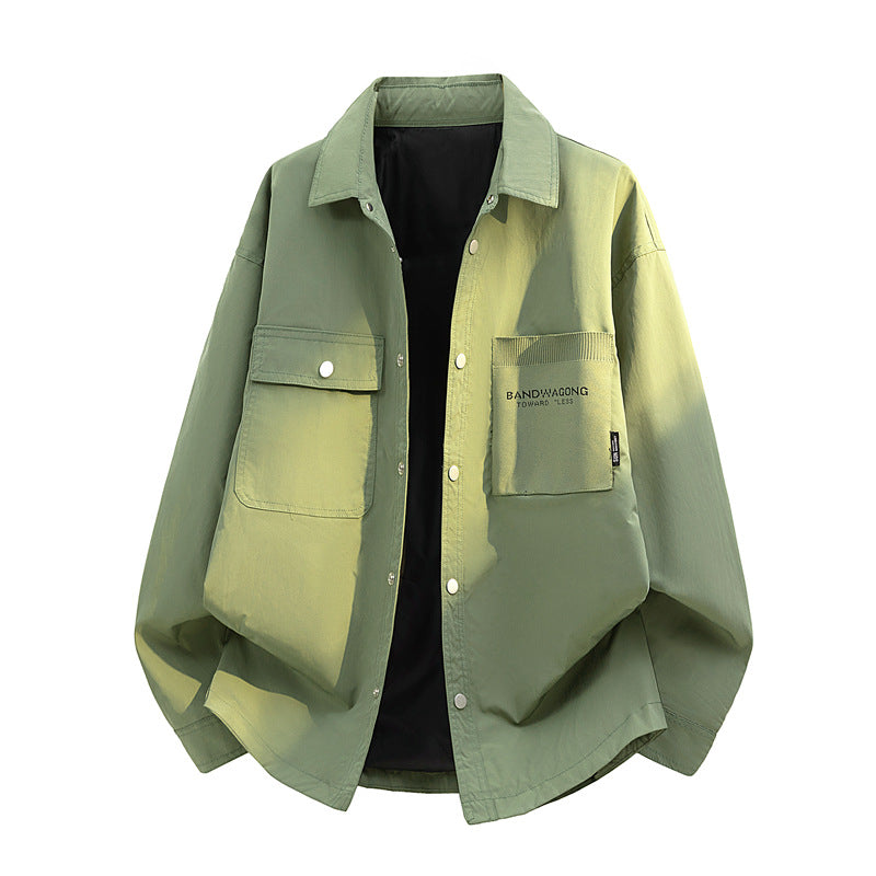 Herren Oversize-Utility-Hemdjacke mit Druckknopfleiste und großen aufgesetzten Taschen Echoarchiv