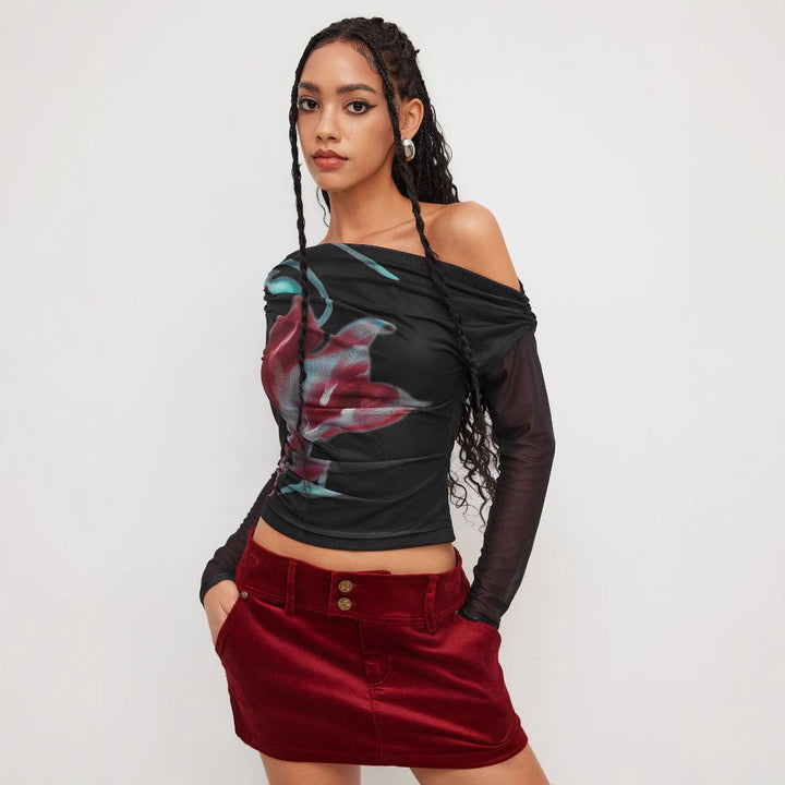 Damen Trendy Shirt mit transparenten Ärmeln Echo Archiv