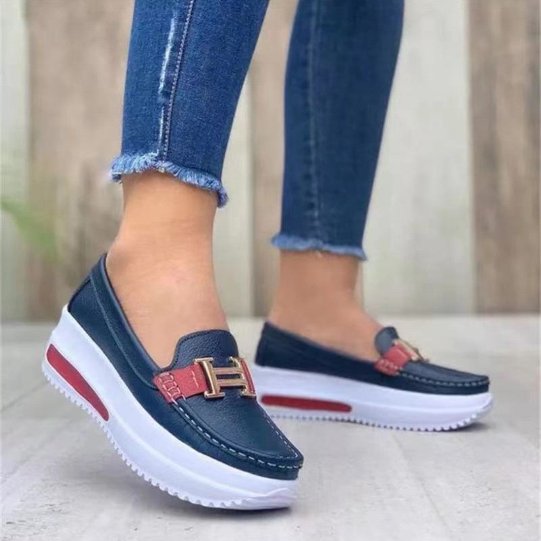 Damen  leichte Plateau-Slipper im Mokassinstil mit luftgepolsterter Gummisohle Echo Archiv