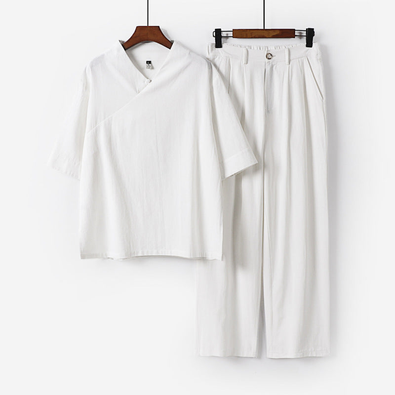 Unisex Locker sitzendes Lounge-Set im Kimono-Stil mit halblangem Arm und elastischer Bundhose Echoarchiv