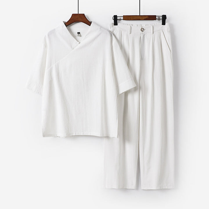 Unisex Locker sitzendes Lounge-Set im Kimono-Stil mit halblangem Arm und elastischer Bundhose Echoarchiv