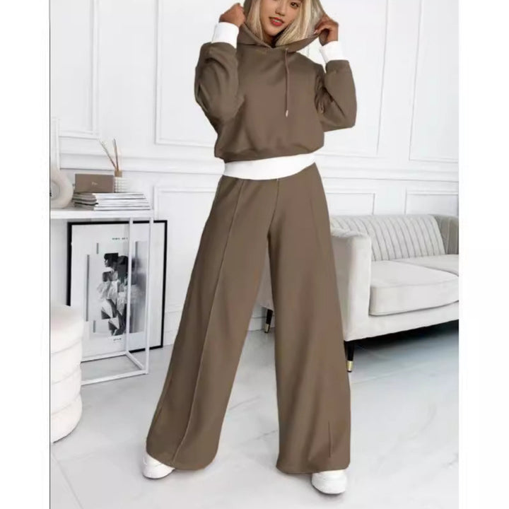 Damen nan Cropped Kapuzenpullover und weite taillenhohe Jogginghose Set Echo Archiv
