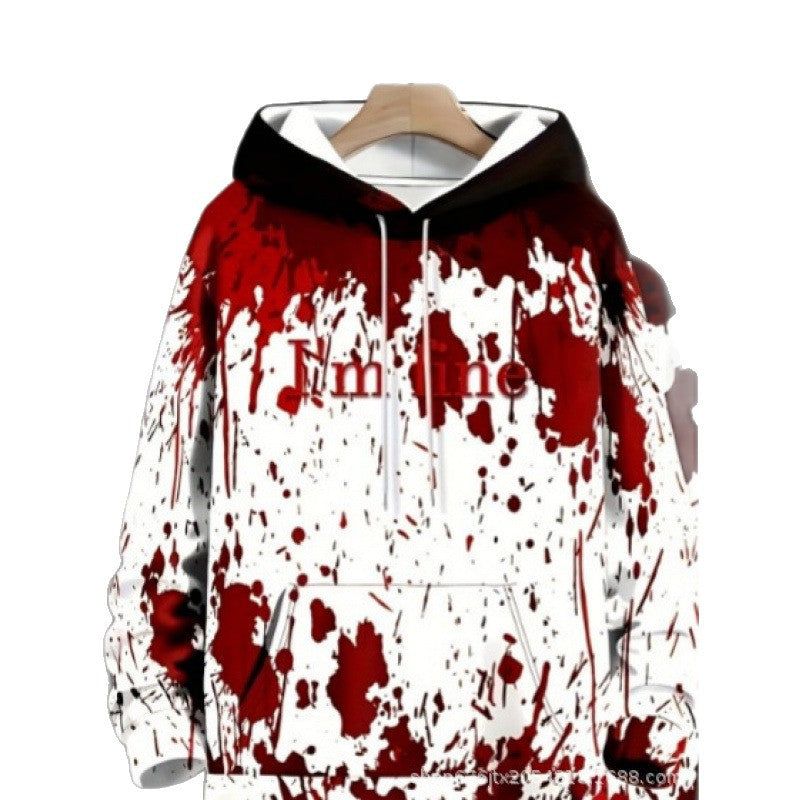 Damen Kreativer Kapuzenpullover mit blutrotem Print Echoarchiv