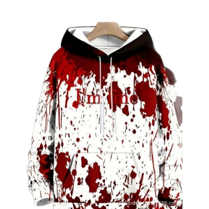 Damen Kreativer Kapuzenpullover mit blutrotem Print Echoarchiv