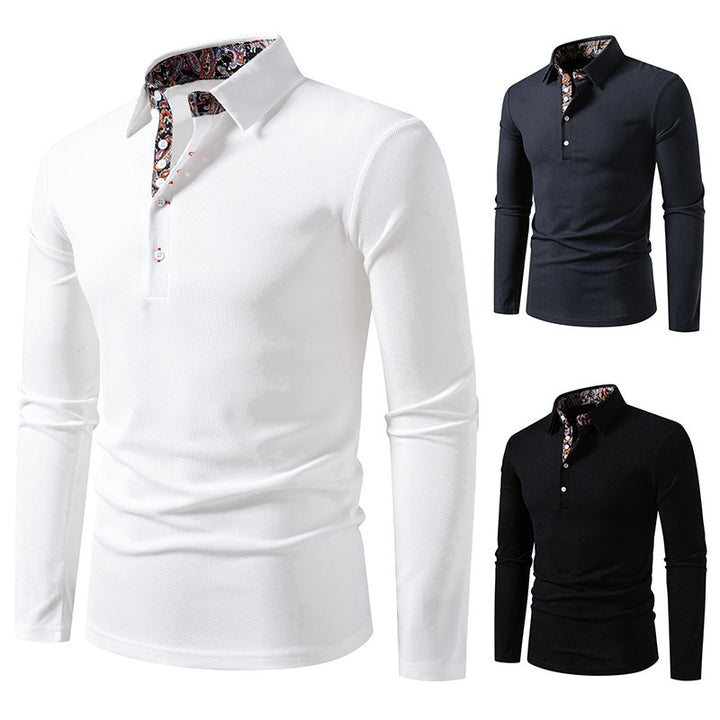 Herren Langarm Poloshirt mit außergewöhnlichem Kragen-Design Echoarchiv