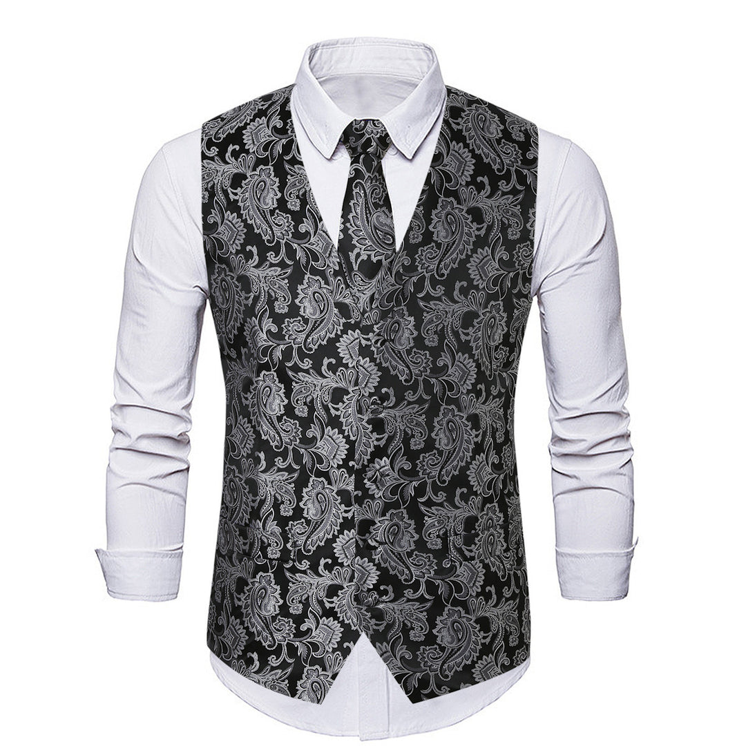 Herren Elegante Jacquard-Weste mit passender Krawatte Echoarchiv