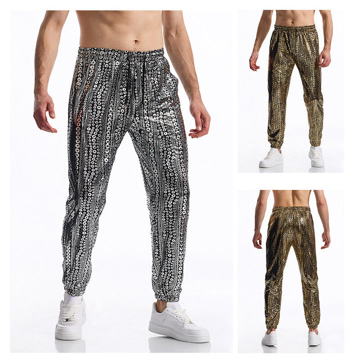 Herren Tapered Jogginghose mit elastischem Bund, Kordelzug und metallischem Kreisprint Echo Archiv