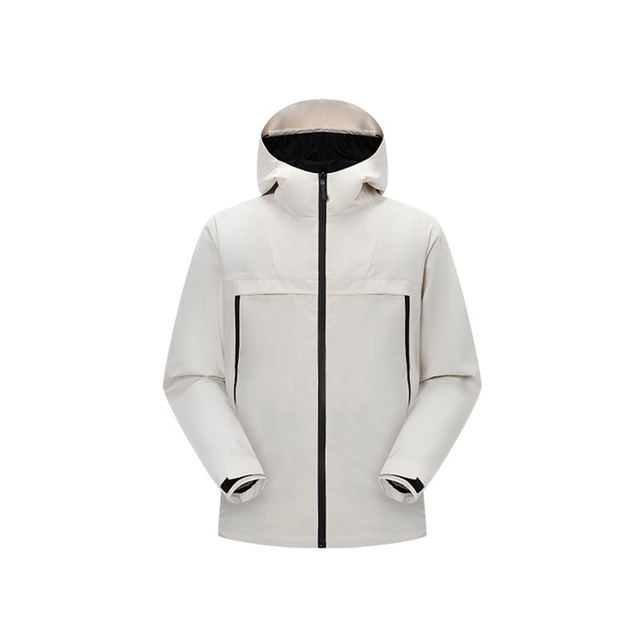 Herren Minimalistische Hybrid‑Regenjacke mit verstaubarer Kapuze und atmungsaktiver Membran Echo Archiv