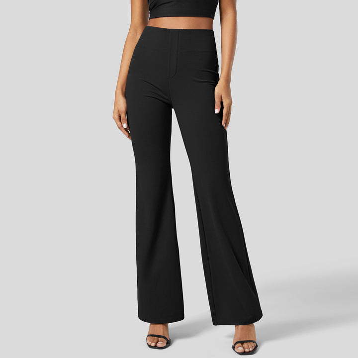 Damen High-Waist Stretch Schlaghose mit breitem Komfortbund – Avérine