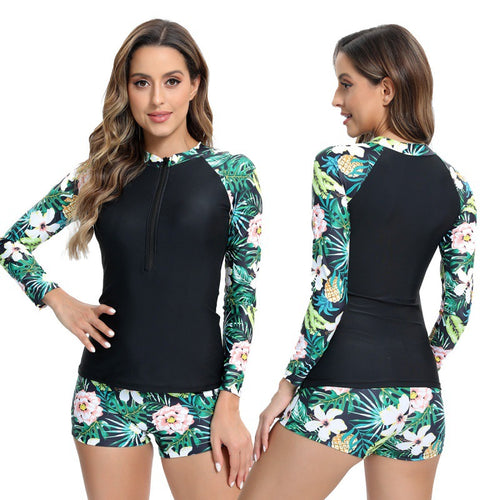 Damen Surfanzug mit langen Ärmeln und elegantem floralem Muster Echo Archiv