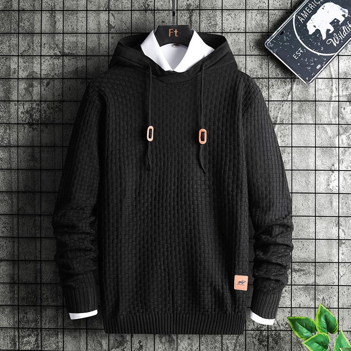 Herren Strukturiertes Kapuzenstrick-Pullover mit Reliefstruktur Echoarchiv