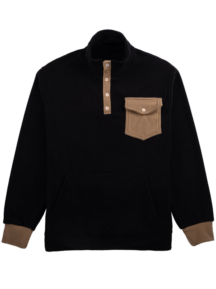 Herren Sweatshirt mit modischem Stehkragen und aufgesetzter Tasche Echoarchiv