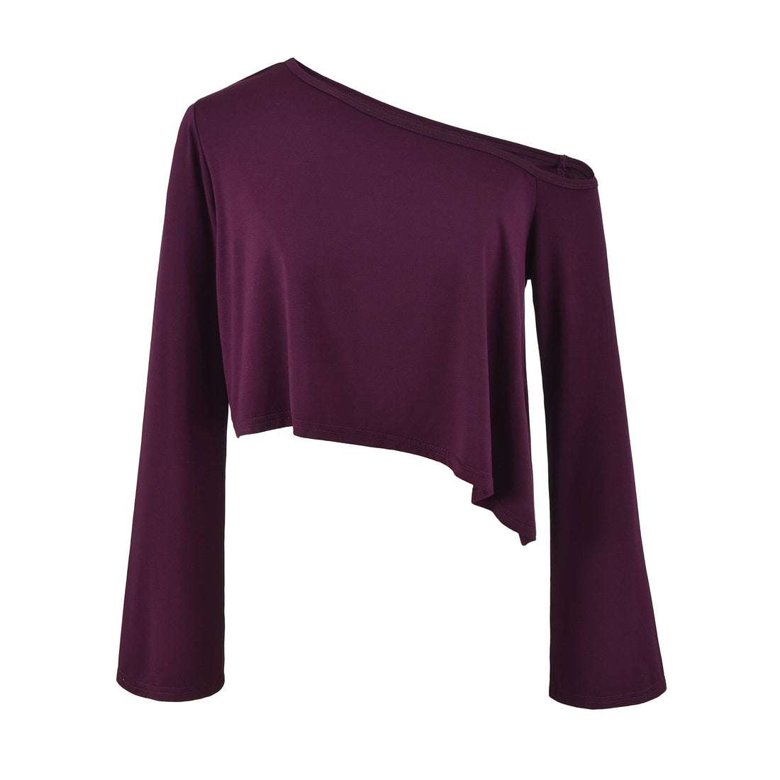 Damen Einschulter-Kurztop mit asymmetrischem Saum und Trompetenärmeln Echoarchiv